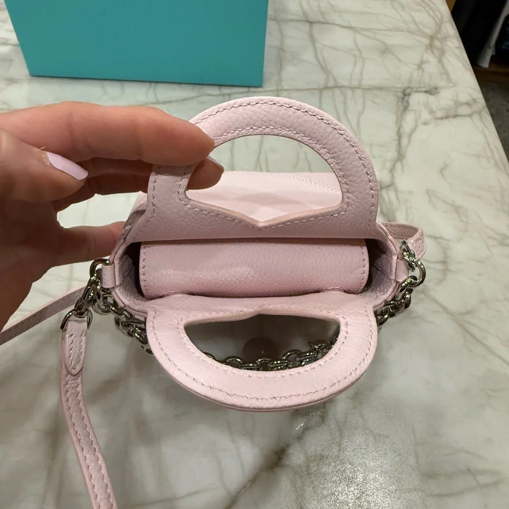 Tiffany & Co. Pale Pink Leather Mini Bag with Charm Chain New Full Set - Picture 8 of 15